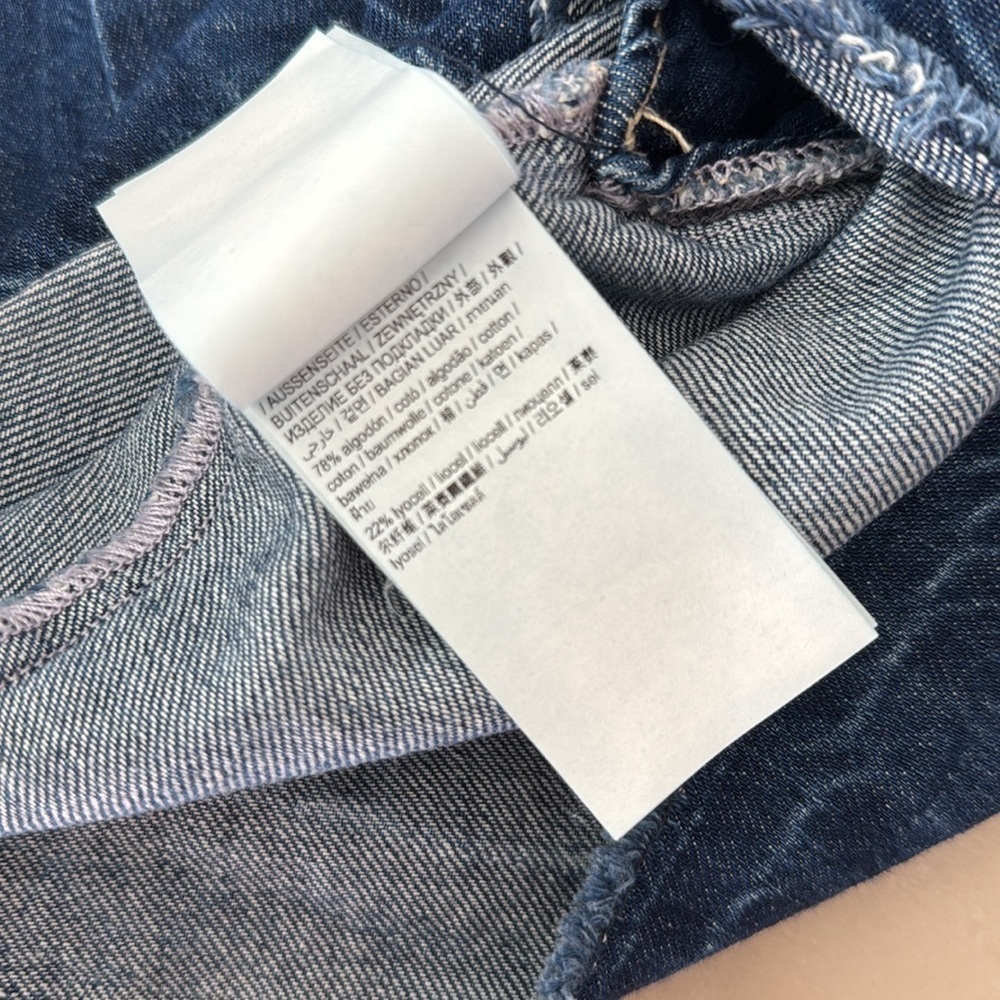 Bimba Y Lola Dark blue denim top Blue Denim Tie-Shoulder Top Sz L - Picture 6 of 12